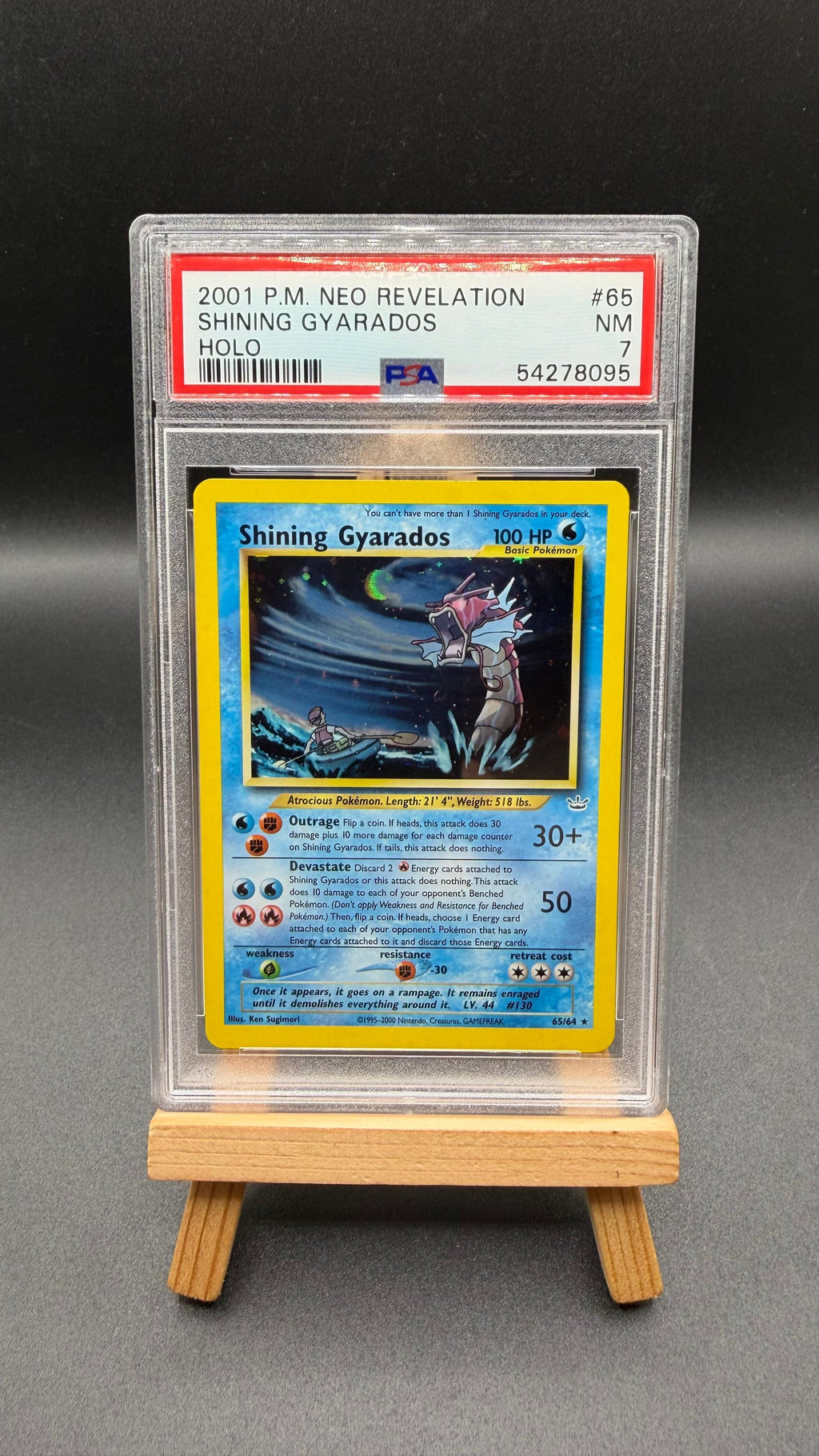 Pokémon TCG Shining Gyarados Holo Card Neo Revelation 65/64 PSA 7 NEAR MINT