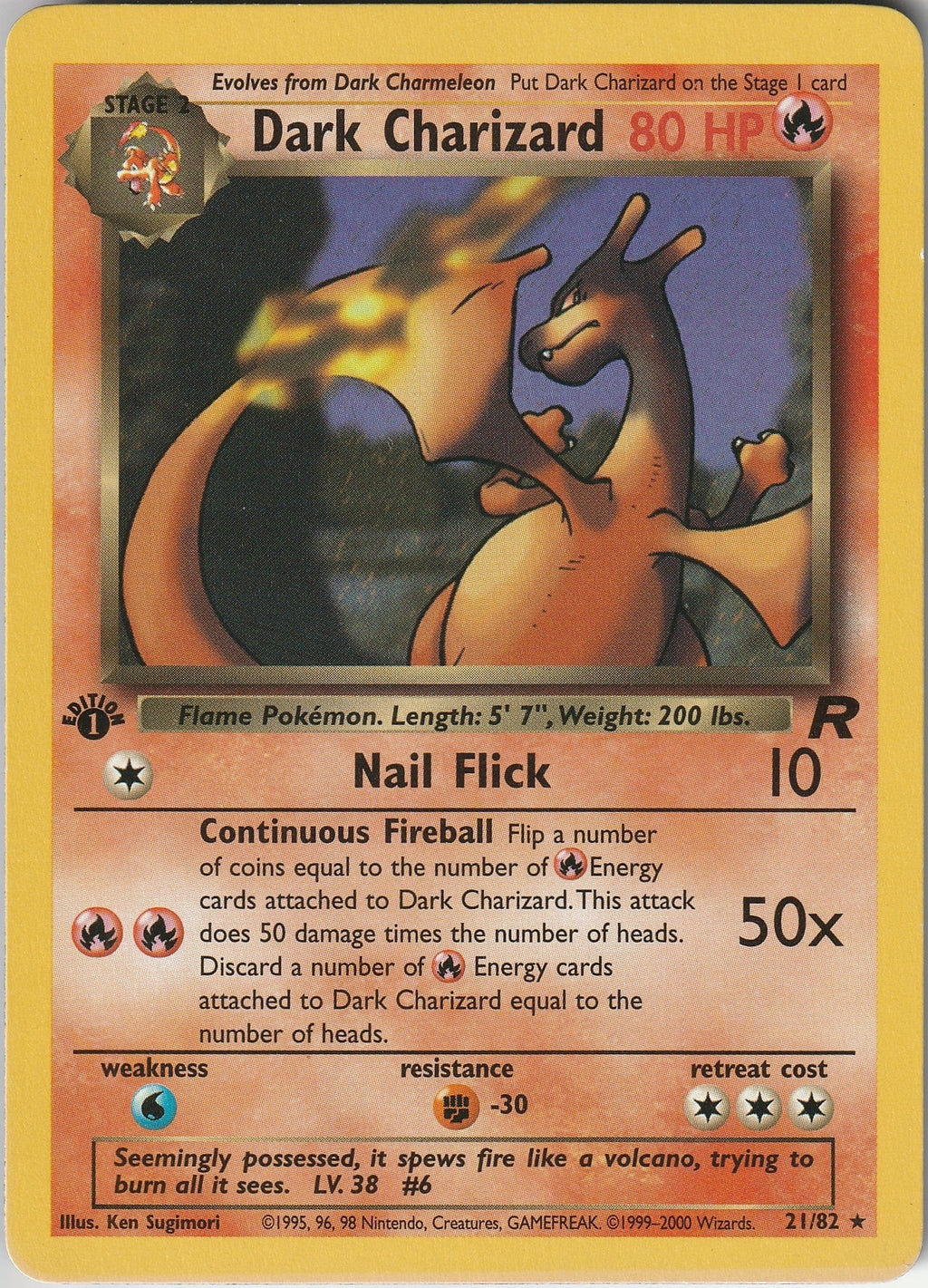 Dark Charizard 21/82 1st Edition Non Holo Rare Team Rocket Pokemon Card WOTC 1999 LP/NM Chrispy Collectables UK