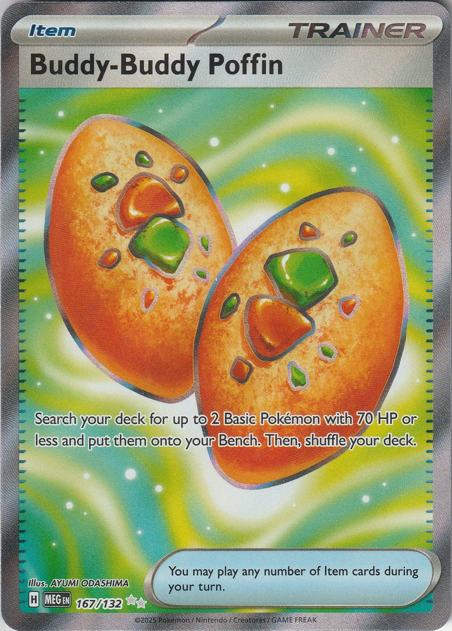 Pokémon TCG Buddy-Buddy Poffin 167/132 Mega Evolution Full Art NM 2025 Chrispy Colletables UK