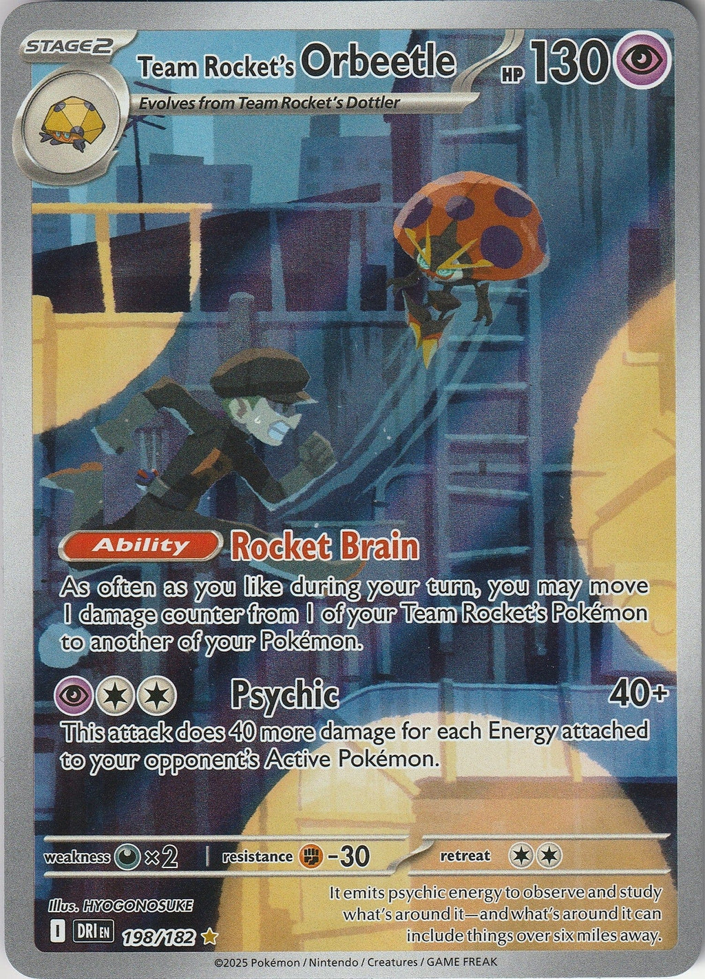 Pokemon TCG Team Rocket's Orbeetle 198/182 Destined Rivals Illustration Rare NM 2025 Chrispy Collectables UK 