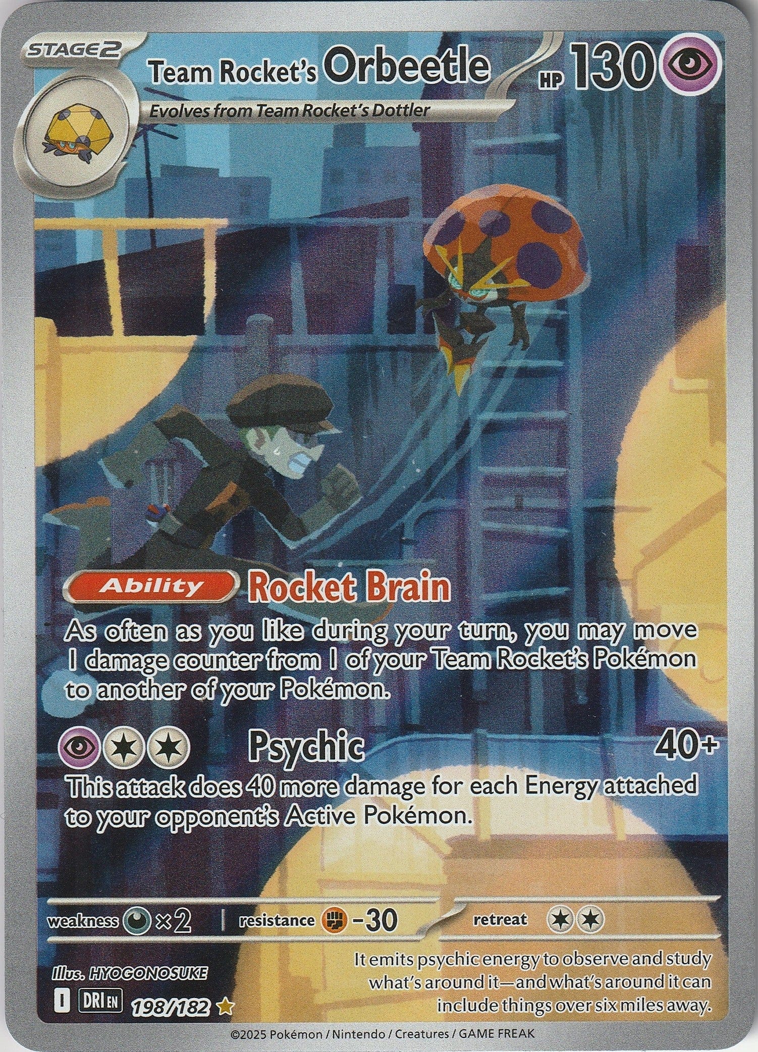Pokemon TCG Team Rocket's Orbeetle 198/182 Destined Rivals Illustration Rare NM 2025 Chrispy Collectables UK 