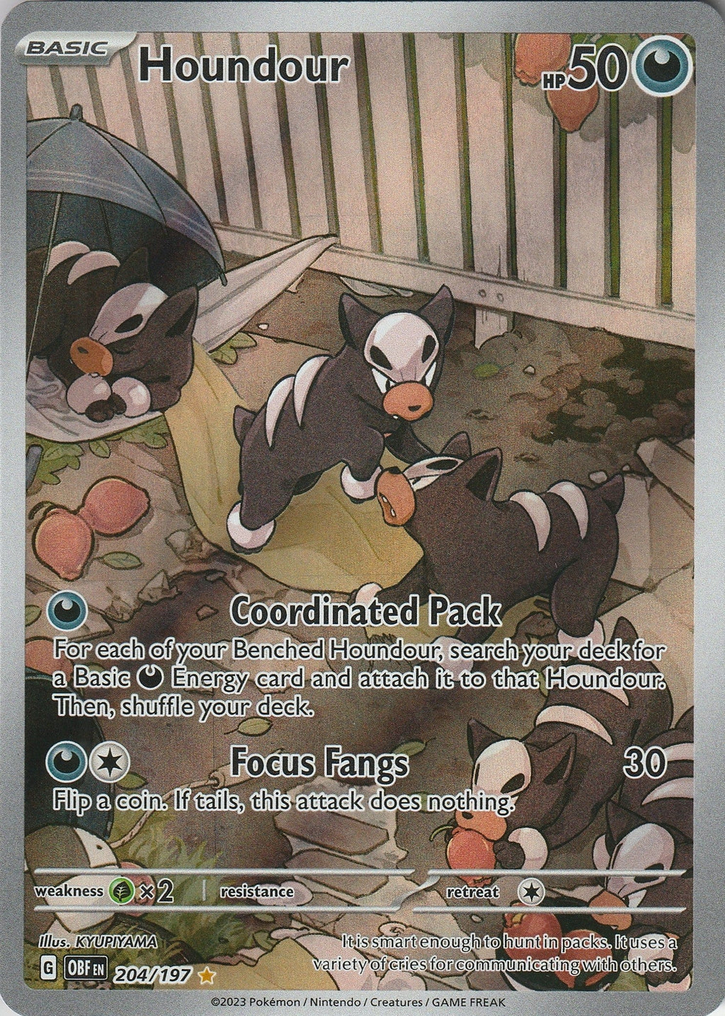 Pokemon TCG Houndour 204/197 Obsidian Flames Illustration Rare NM 2023 Chrispy Collectables UK