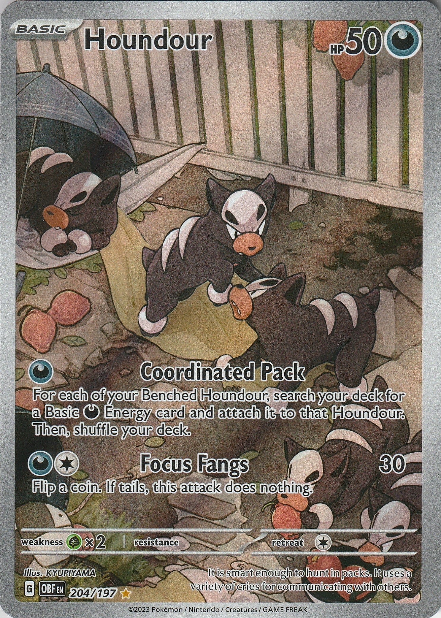 Pokemon TCG Houndour 204/197 Obsidian Flames Illustration Rare NM 2023 Chrispy Collectables UK