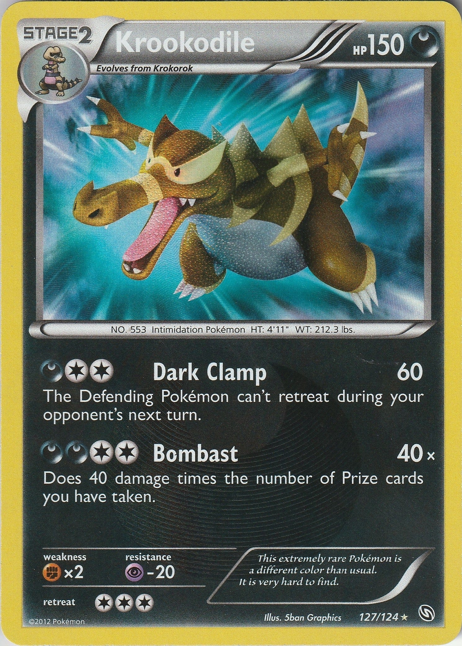 Pokemon TCG Krookodile 127/124 Dragons Exalted Holo Shiny Secret Rare NM 2012 Chrispy Collectables UK