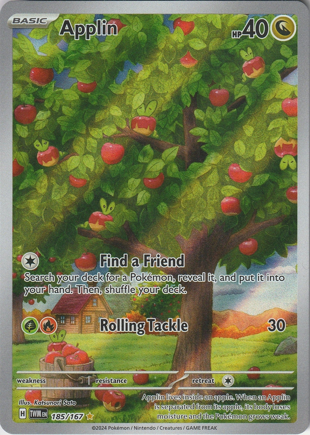 Pokemon TCG Applin 185/167 Illustration Rare Twilight Masquerade NM 2024 Chrispy Collectables UK