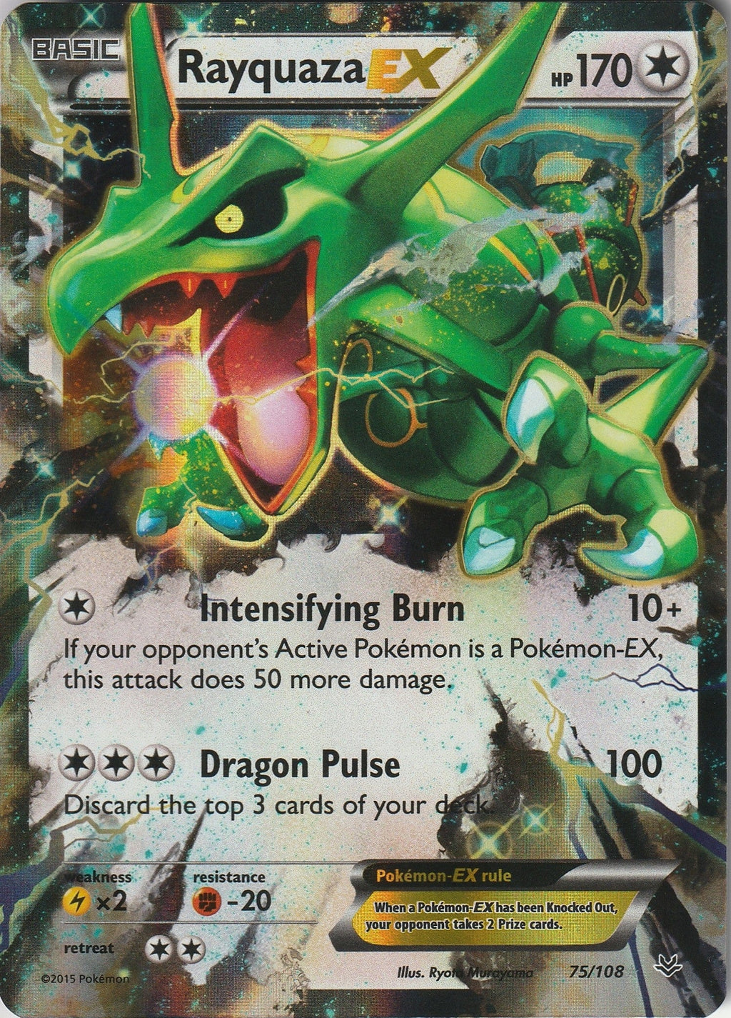 Pokemon TCG Rayquaza EX 75/108 XY Roaring Skies English Ultra Rare Holo English LP/NM 2015 Chrispy Collectables UK