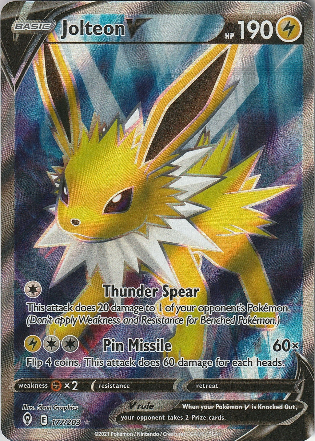Pokémon TCG Jolteon V 177/203 Full Art Ultra Rare Evolving Skies NM 2021 Chrispy Collectables UK