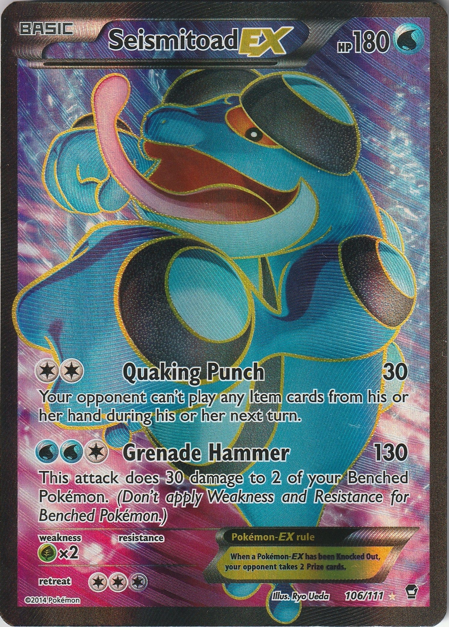 Pokemon TCG Seismitoad EX 106/111 Full Art XY Furious Fists Ultra Rare LP 2014 Chrispy Collectables UK