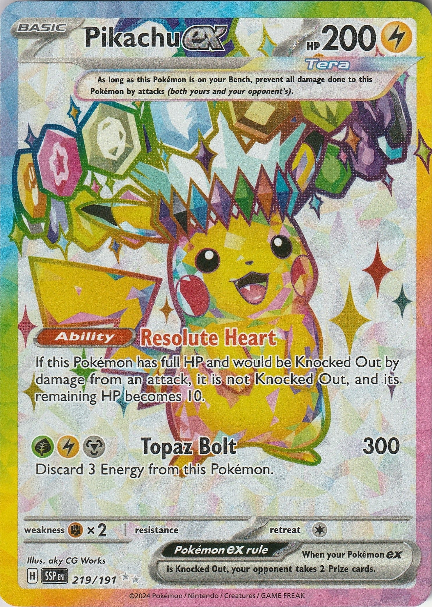 Pokemon TCG Pikachu EX 219/191 S&V Surging Sparks Ultra Rare Near Mint 2024 Chrispy Collectables UK