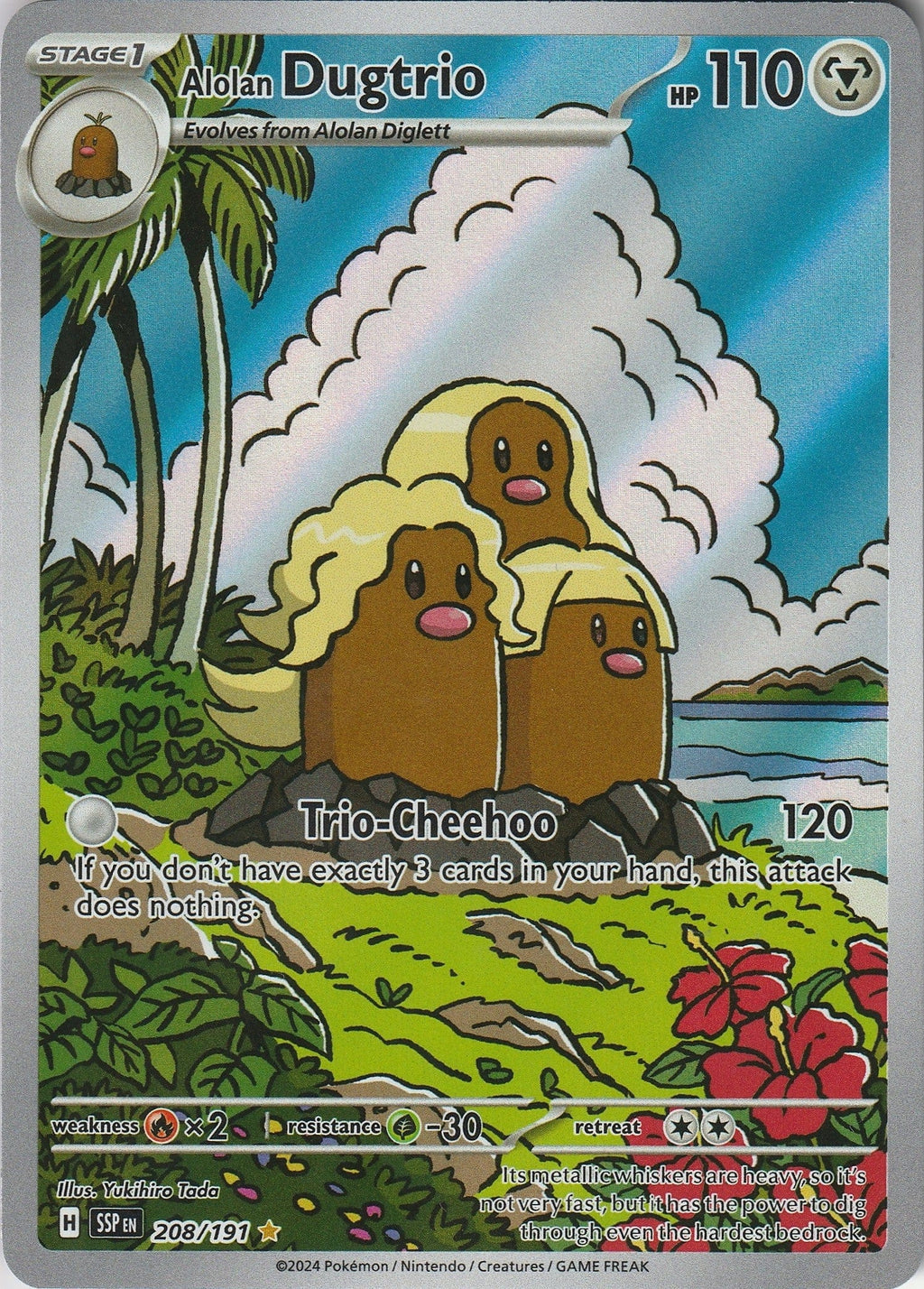 Pokemon TCG Alolan Dugtrio 208/191 Illustration Rare Surging Sparks Near Mint 2024 Chrispy Collectables UK