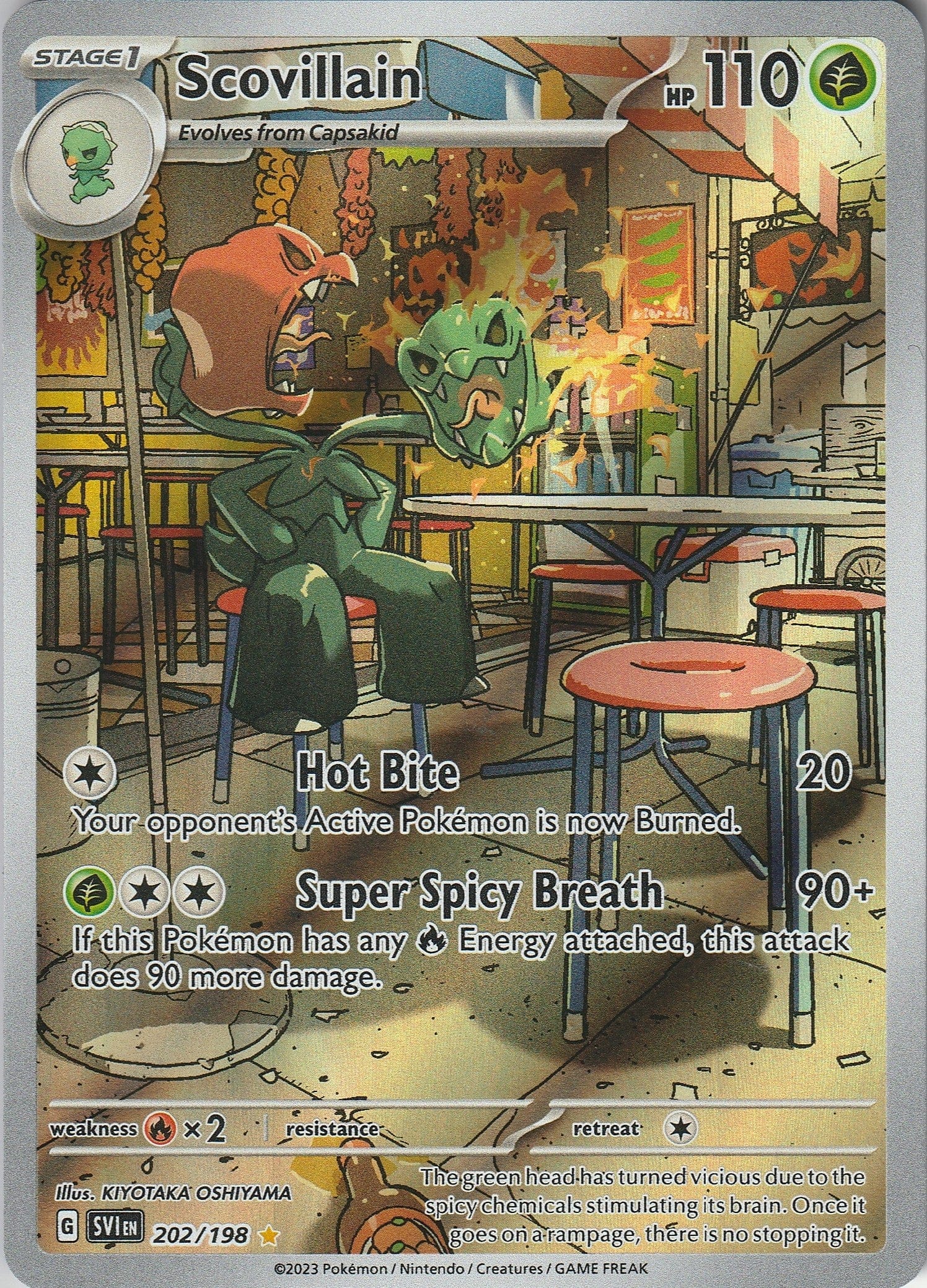 Pokemon TCG Scovillain 202/198 Scarlet & Violet Base Illustration Rare NM 2023 Chrispy Collectables UK