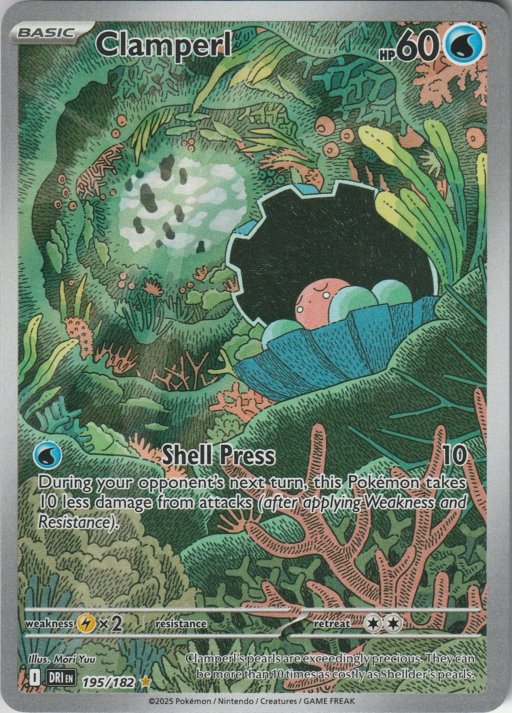 Pokemon TCG Clamperl 195/182 S&V Destined Rivals Illustration Rare English NM 2025 Chrispy Collectables UK