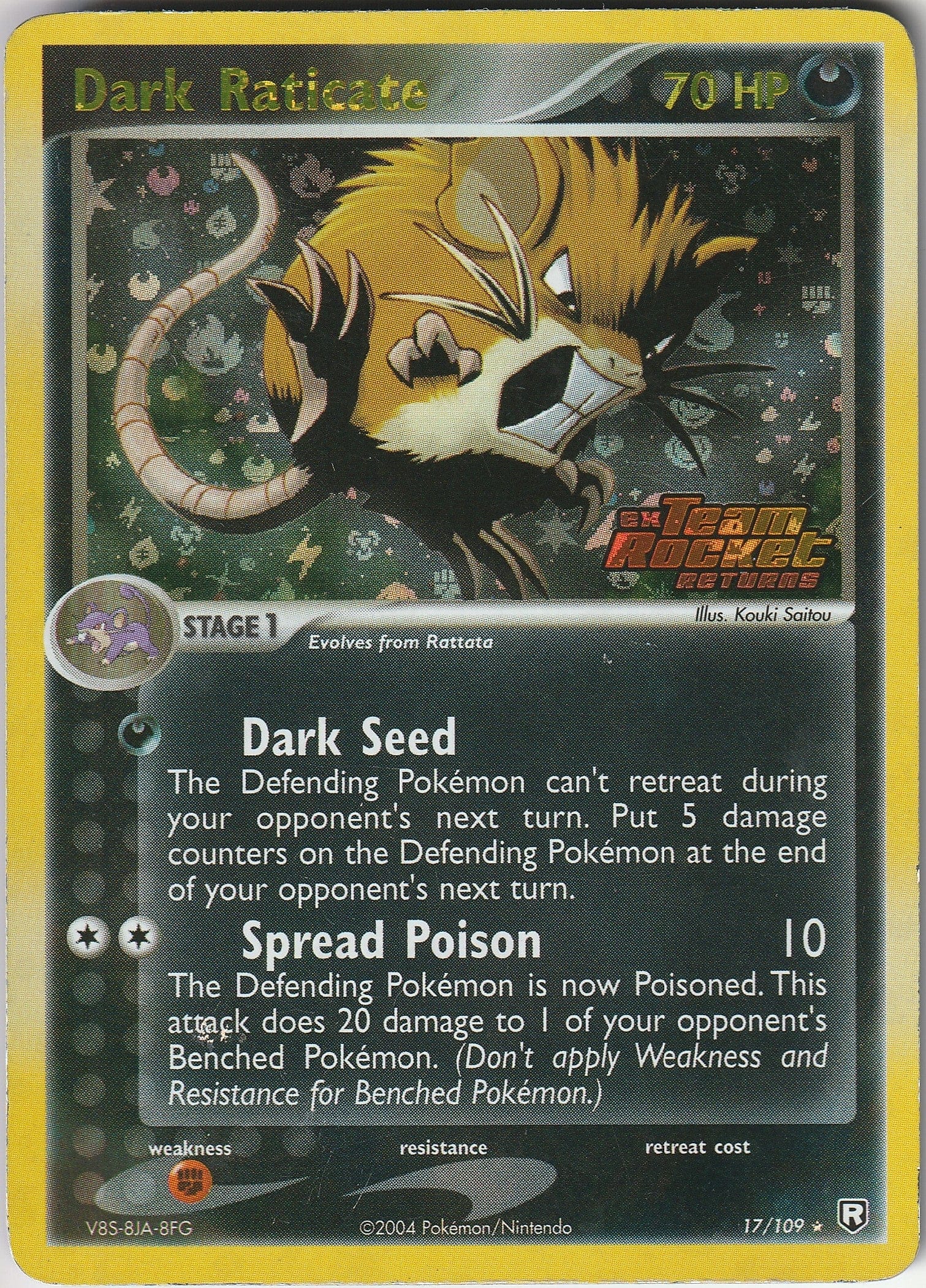 Pokemon TCG Dark Raticate 17/109 Team Rocket Returns Reverse Holo Stamped LP Chrispy Collectables UK