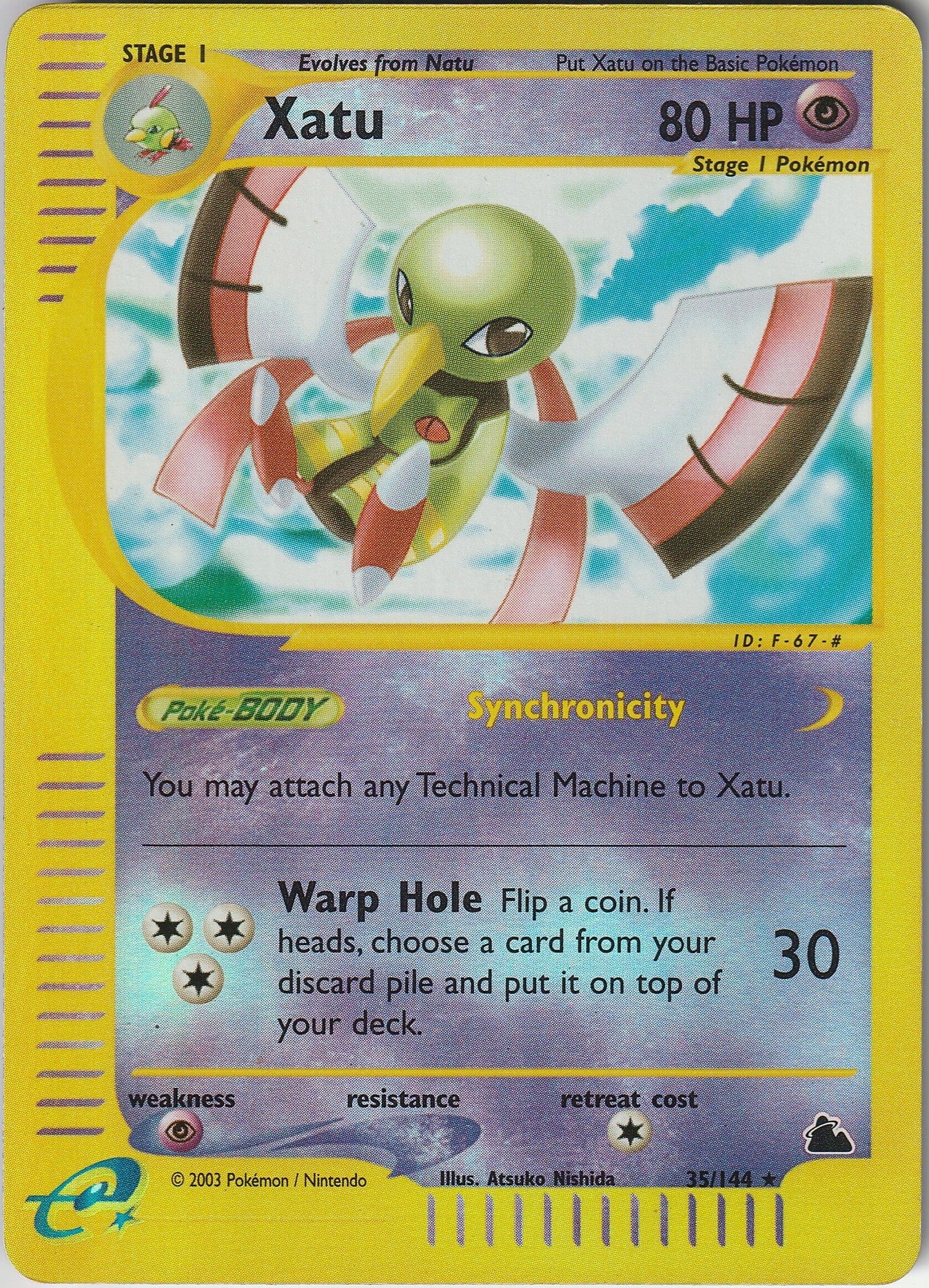 Pokemon TCG Xatu 35/144 Skyridge Reverse Holo Rare WOTC 2003 LP Chrispy Collectables UK 
