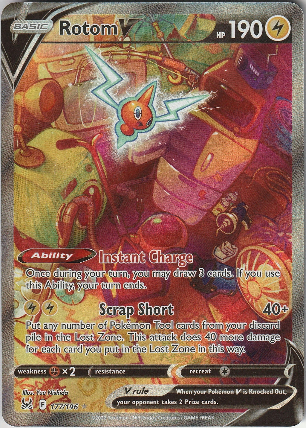 Rotom V 177/196 Sword & Shield Lost Origin Alternate Full Art Holo