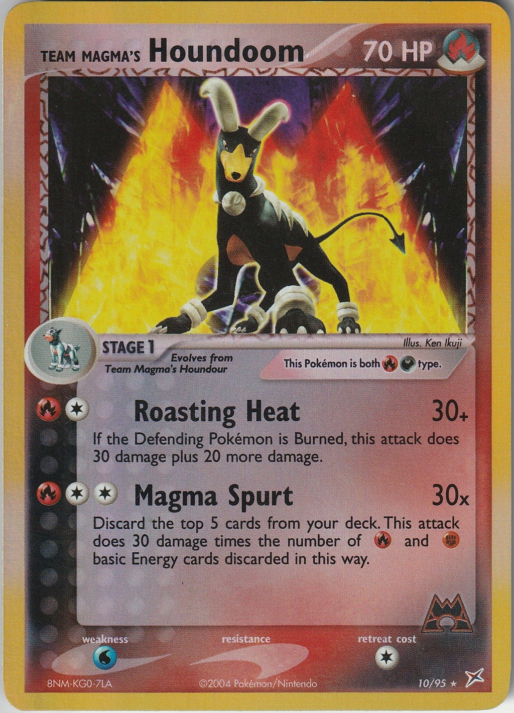 Pokemon TCG Team Magma's Houndoom 10/95 Reverse Holo Rare LP 2004 Chrispy Collectables UK