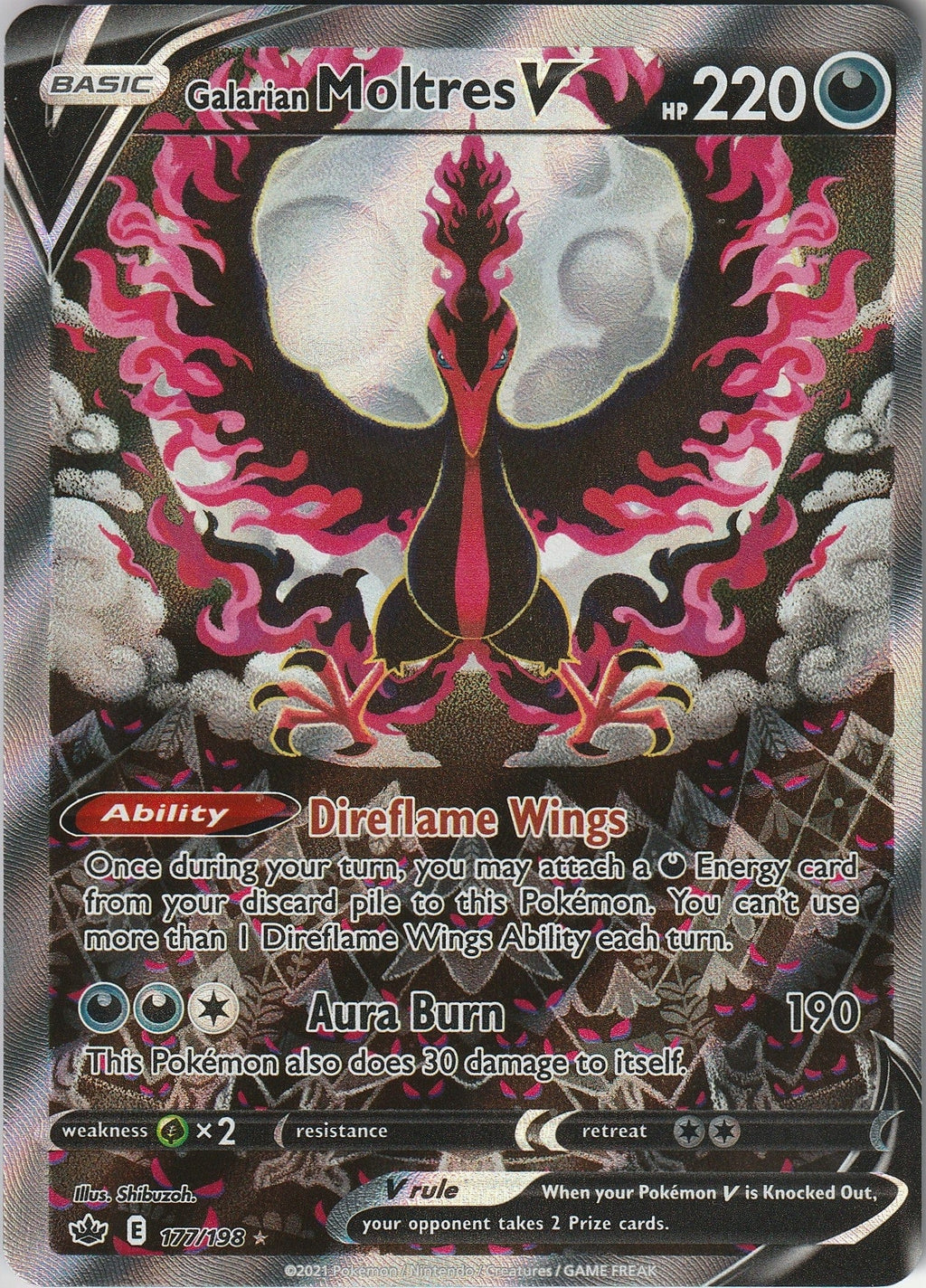 Pokemon TCG Galarian Moltres V 177/198 Chilling Reign Alternate Art Sword & Shield 2021 Chrispy Collectables UK