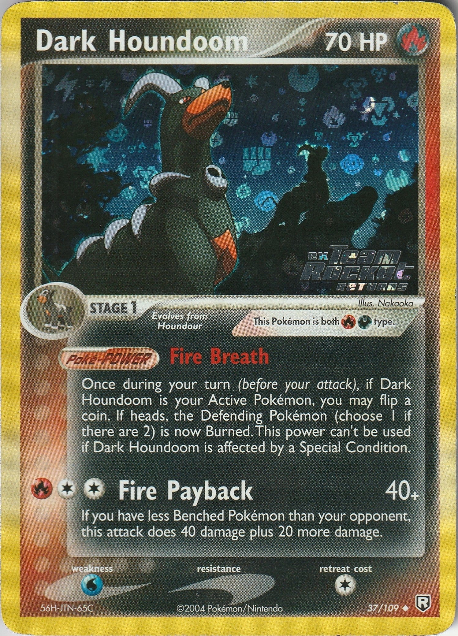 Dark Houndoom 37/109 Team Rocket Returns Reverse Holo Stamped