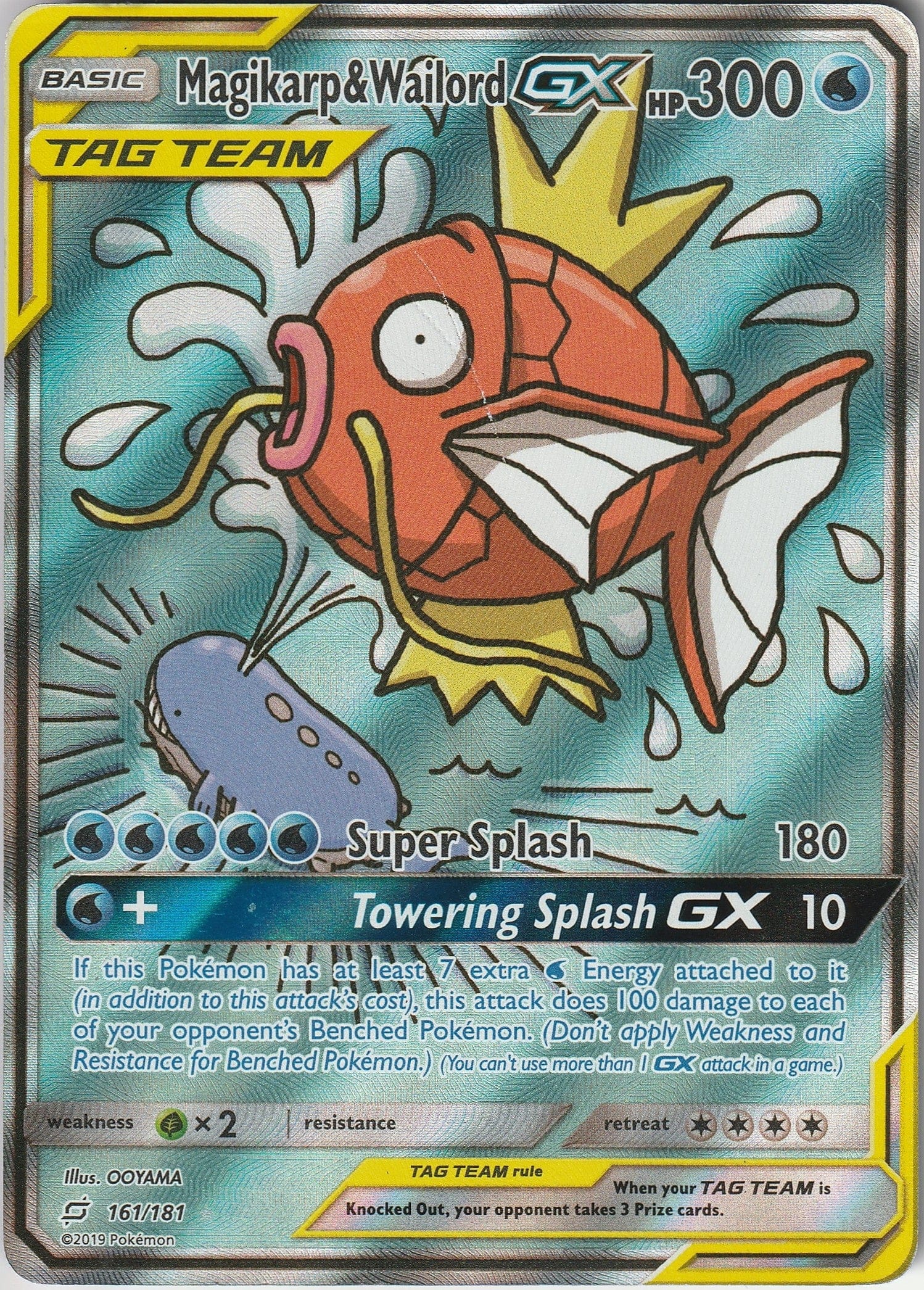 Pokemon TCG Magikarp & Wailord GX 161/181 Holo Tag Team Full Art Team Up MP (Scratch) 2019 Chrispy Collectables UK 