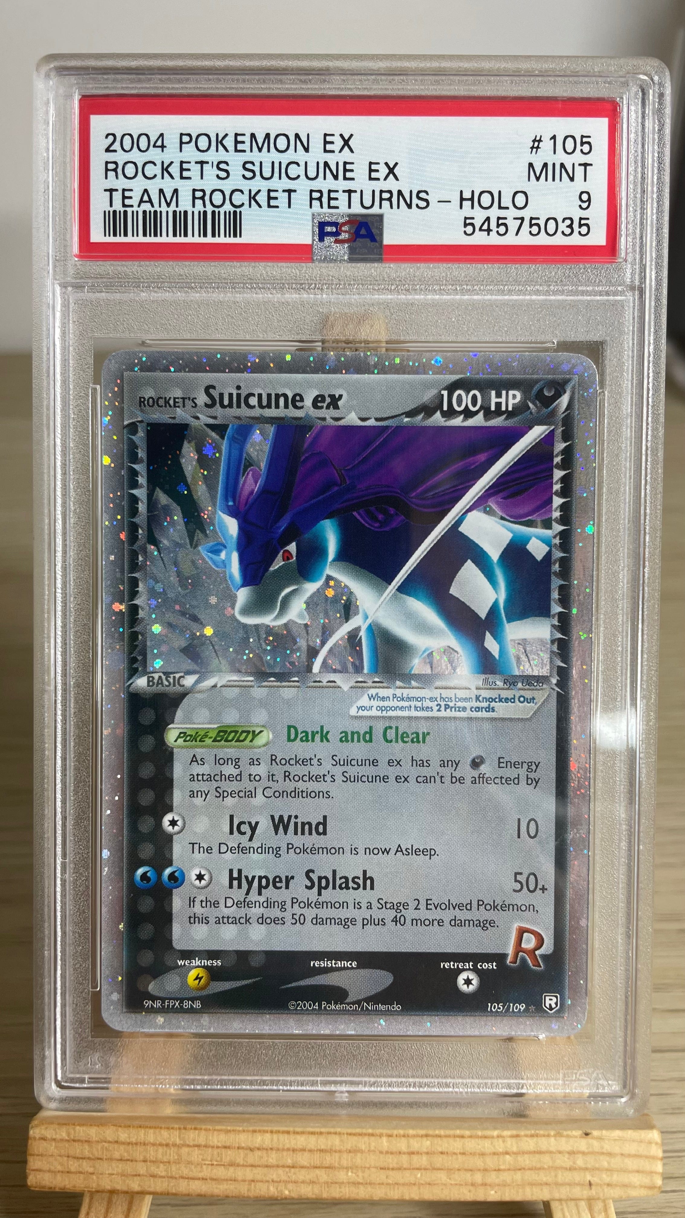 Pokemon TCG Rocket's Suicune Ex 105/109 EX Team Rocket Returns Holo Ultra Rare PSA 9 2004 MINT Chrispy Collectables 