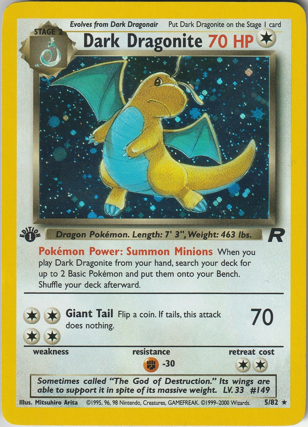 Pokémon TCG Dark Dragonite 5/82 1st Edition Team Rocket Holo Ultra Rare 1999 LP/NM 1999 Chrispy Collectables UK