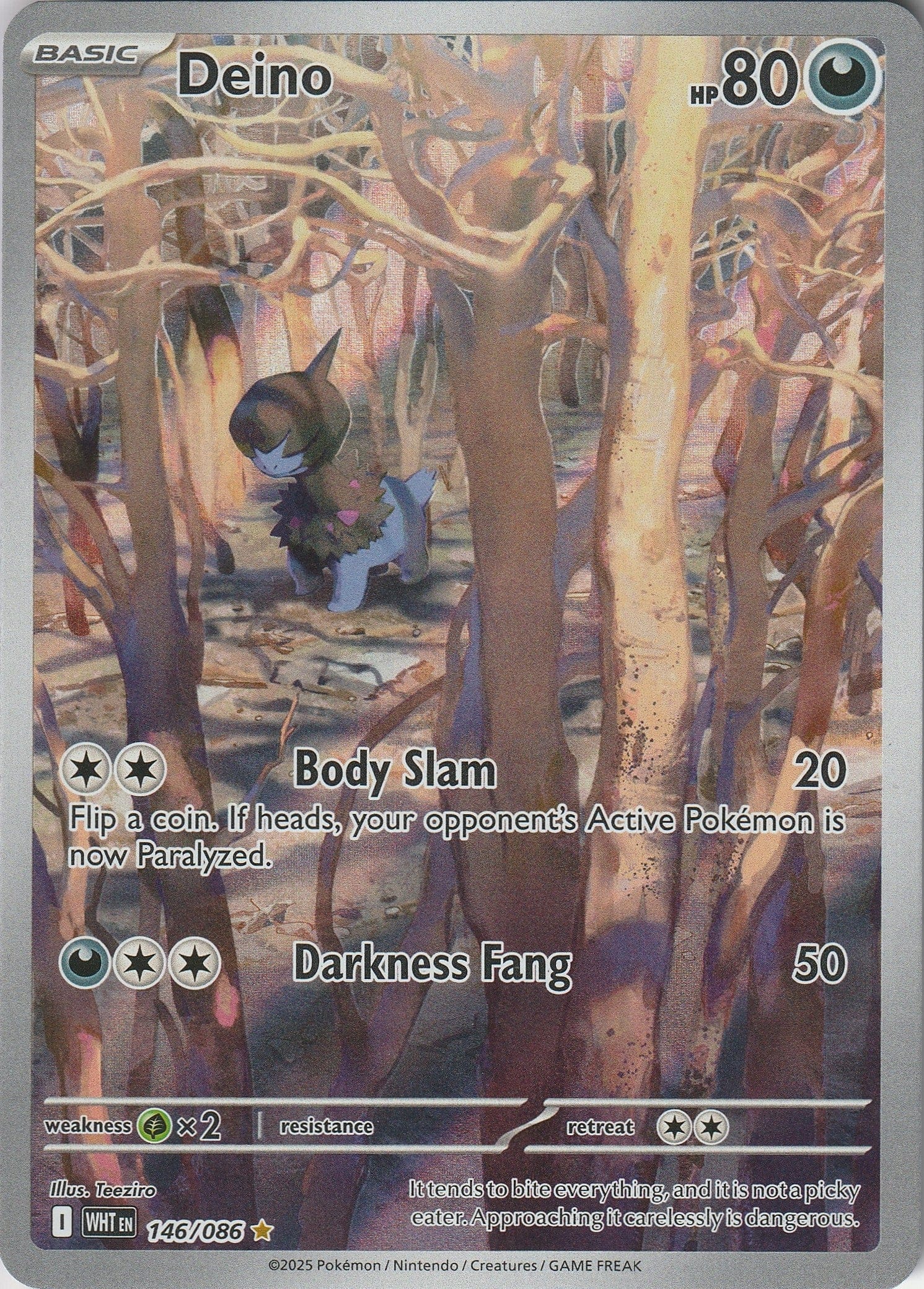 Pokémon TCG Deino 146/086 Illustration Rare S&V White Flare Set Near Mint 2025 Chrispy Collectables UK