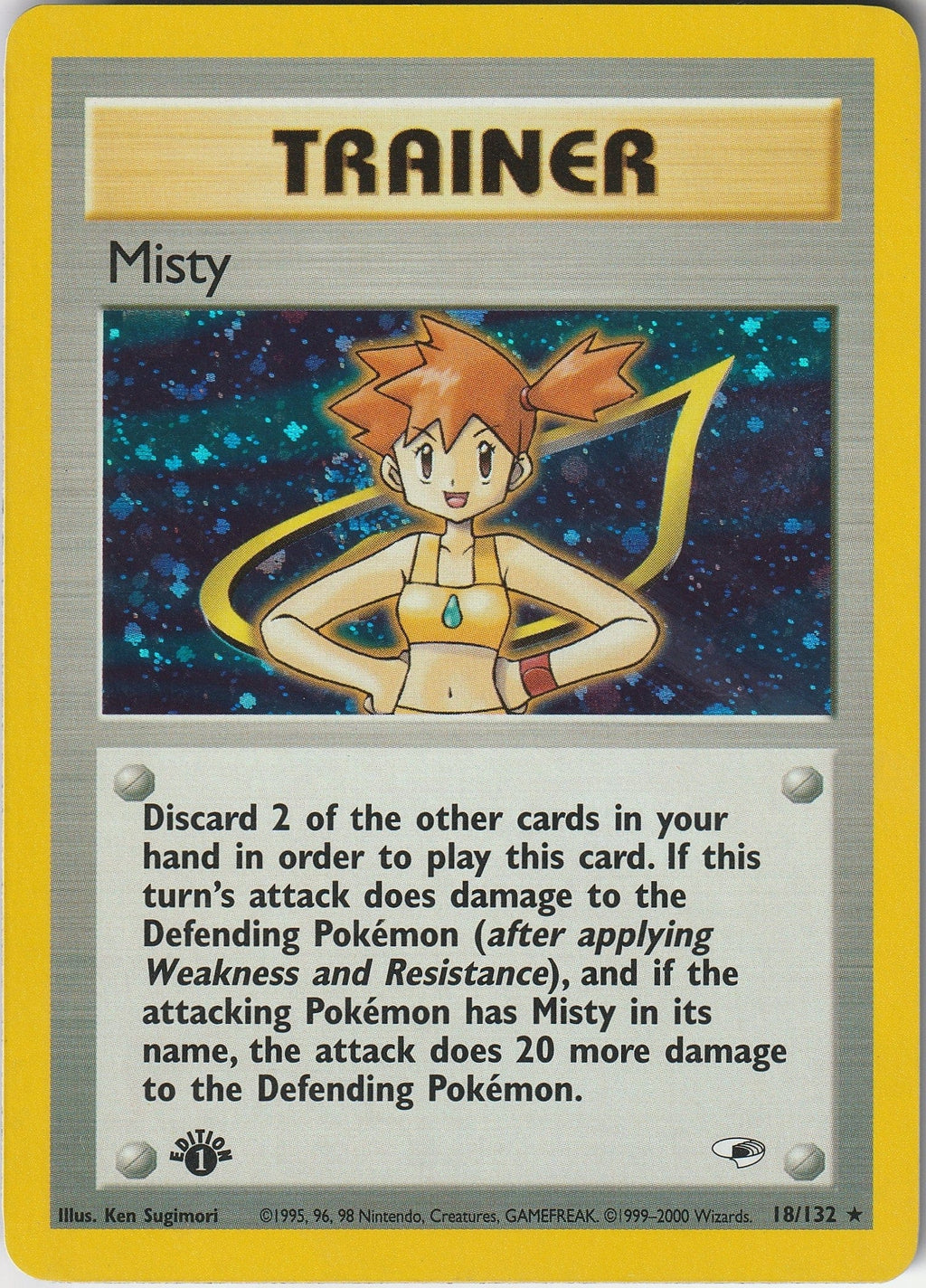Pokémon TCG Misty 18/132 1ST EDITION Gym Heroes WOTC Holo Rare 1999 LP/NM Chrispy Collectables UK