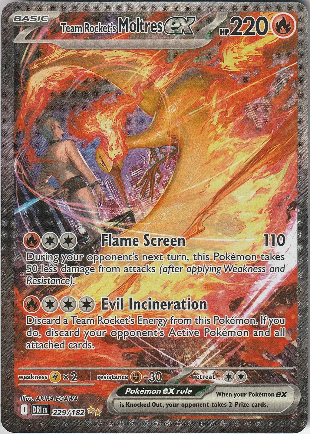 Pokémon TCG Team Rocket’s Moltres EX SIR 229/182 Destined Rivals NM/Mint 2025 Chrispy Collectables UK