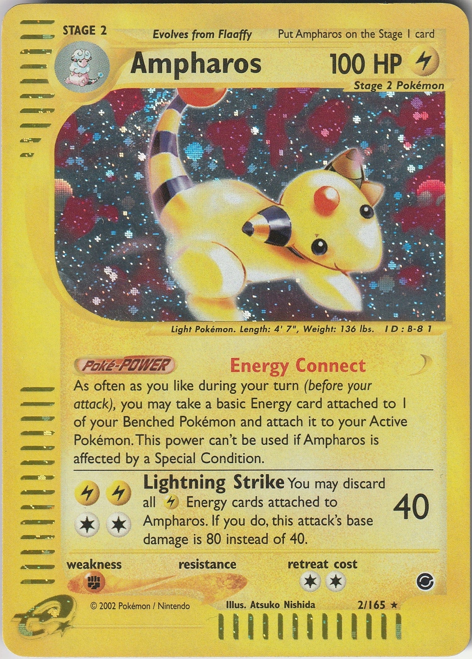 Pokemon TCG Ampharos Holo Rare 2/165 Expedition Base Set WOTC Vintage LP 2002 Chrispy Collectables UK