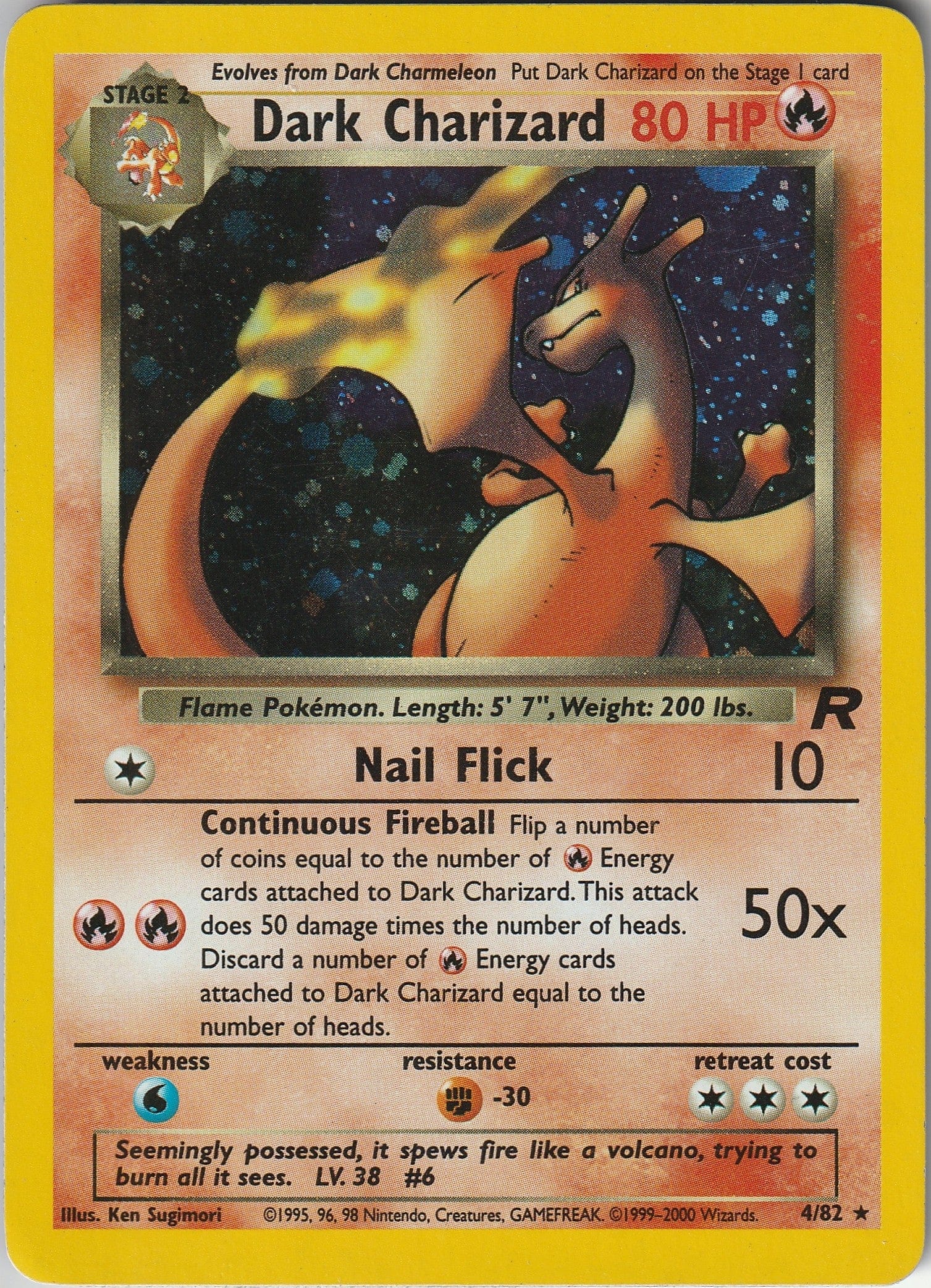 Pokemon TCG Dark Charizard 4/82 Team Rocket WOTC Holo 1999 LP/MP Chrispy Collectables UK