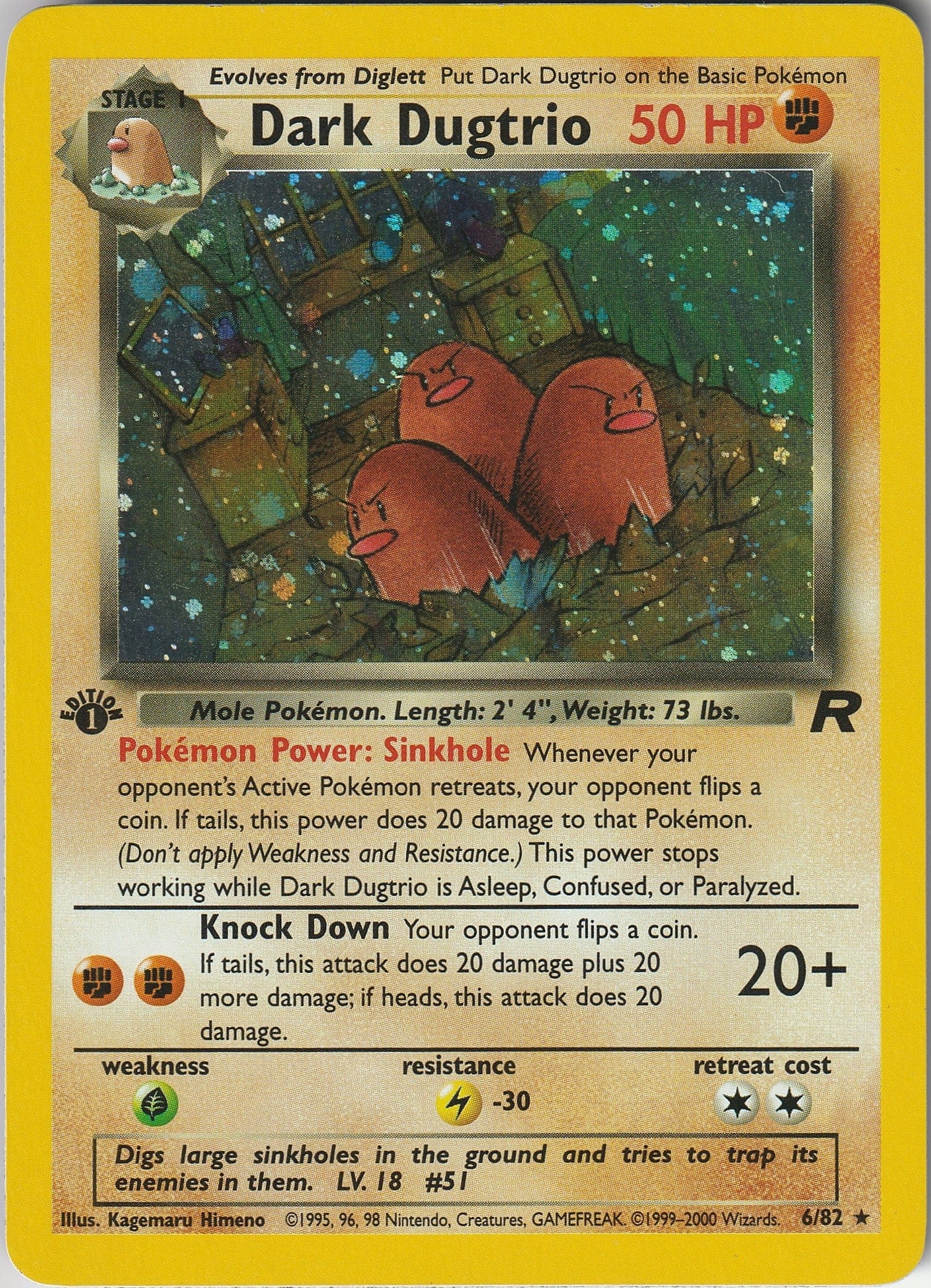Pokemon TCG Dark Dugtrio 6/82 1st Edition Holo Rare WOTC LP/NM 1999 Chrispy Collectables UK