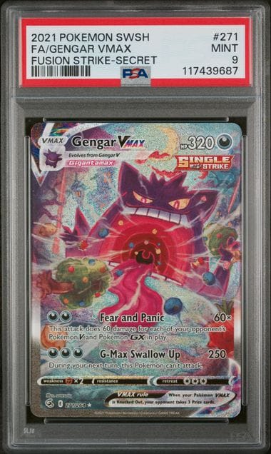 Pokemon TCG Gengar VMAX 271/264 Fusion Strike Alt Art PSA 9 MINT Chrispy Collectables UK