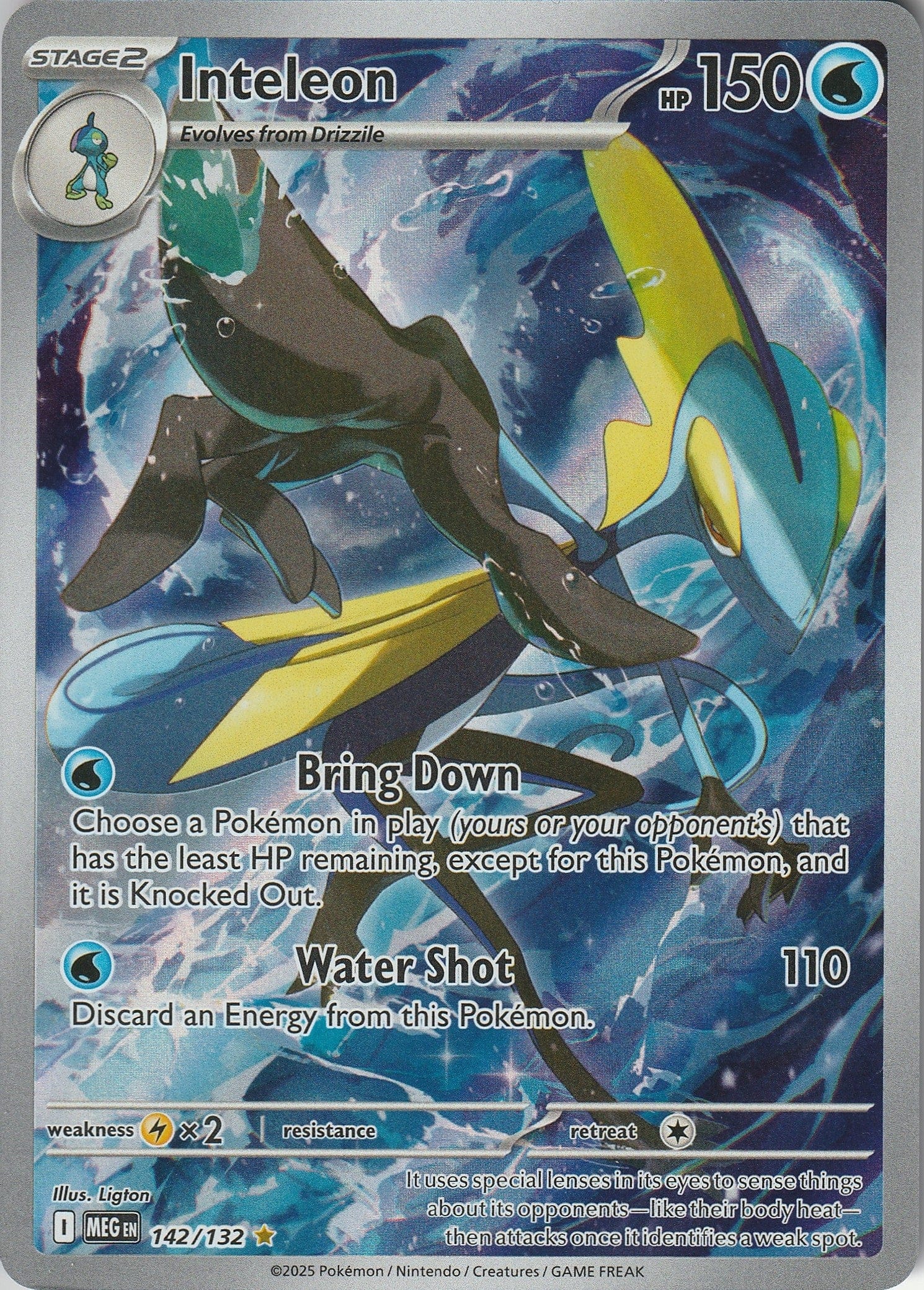 Pokemon TCG Inteleon 142/132 Mega Evolution Illustration Rare English NM 2025 Chrispy Collectables UK