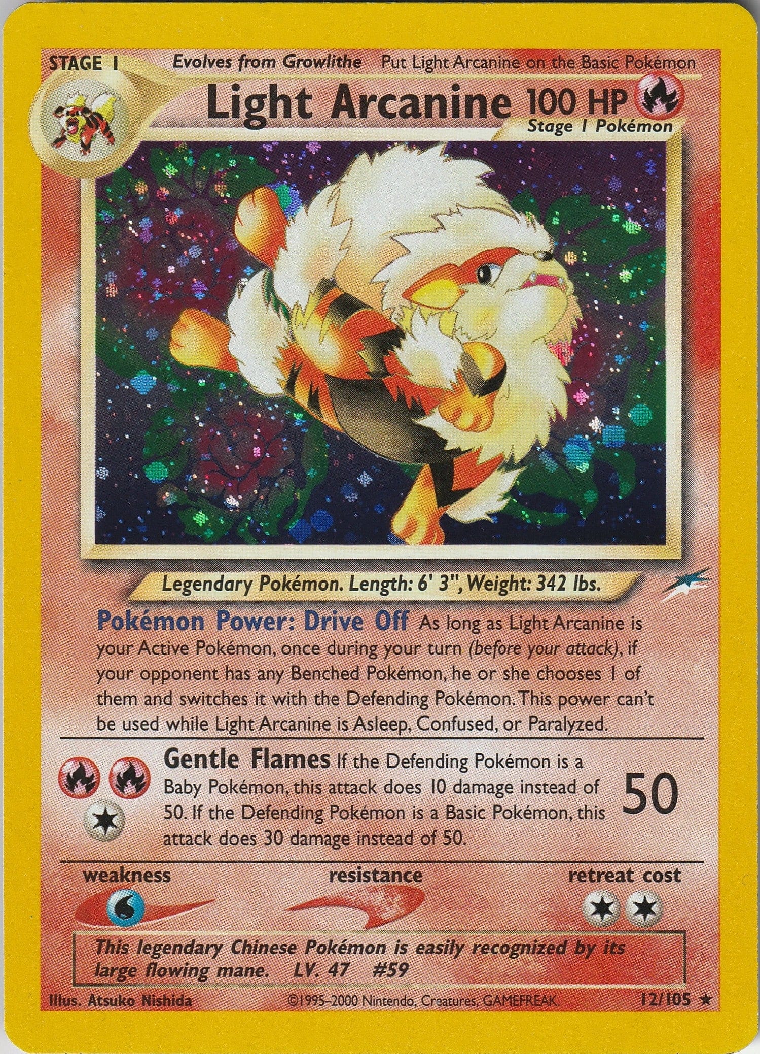 Pokemon TCG Light Arcanine 12/105 Holo Rare Neo Destiny WOTC Vintage NM 1999 Chrispy Collectables UK