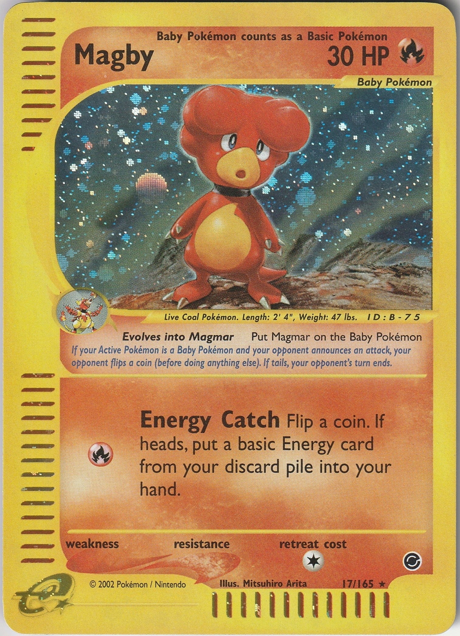 Pokemon TCG Magby 17/165 WOTC Expedition Base Set Holo Rare 2002 NM Vintage Chrispy Collectables UK