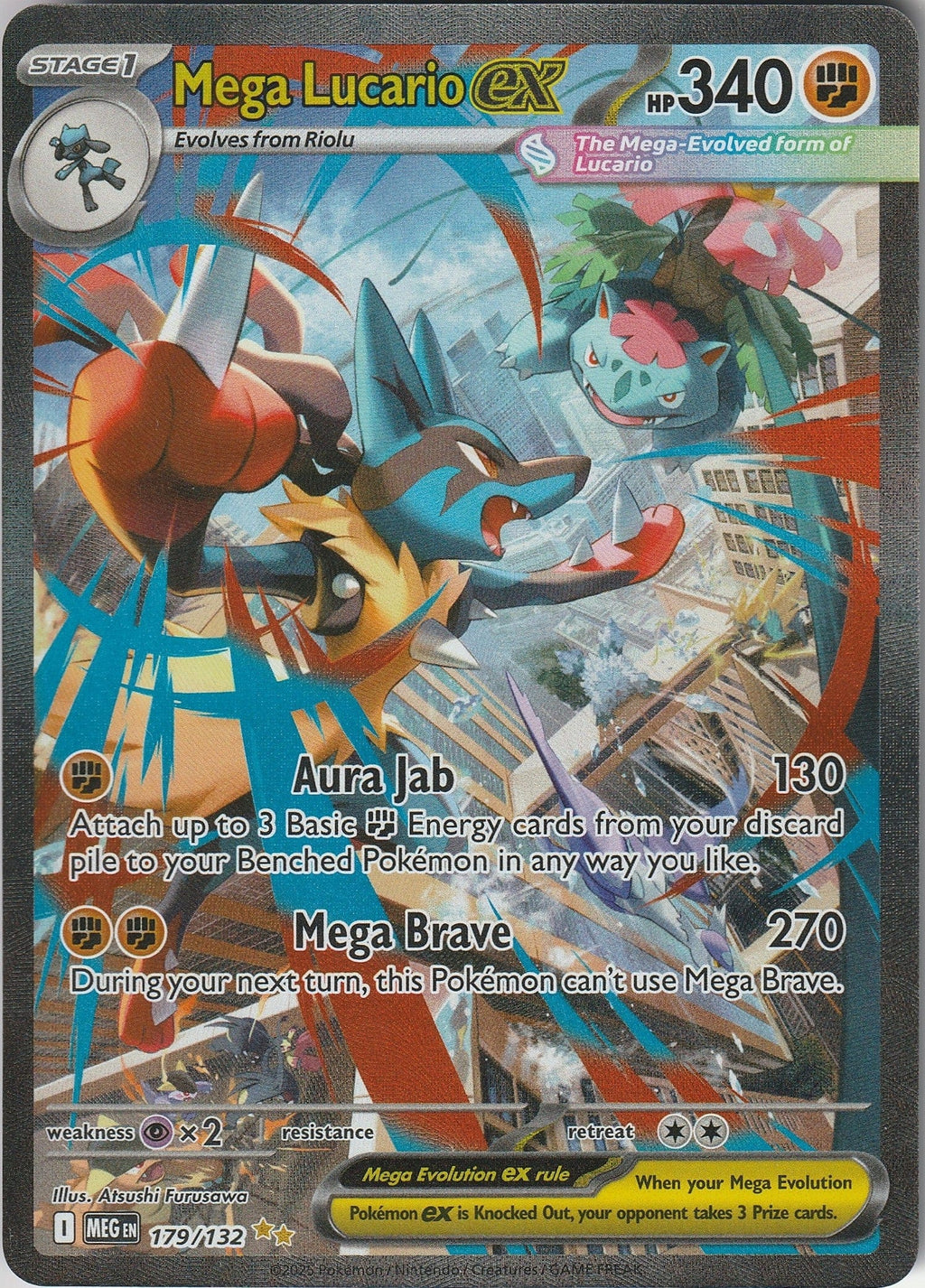 Pokemon TCG Mega Lucario Ex 179/132 Special Illustration Rare English Mega Evolution NM 2025 Chrispy Colllectables UK