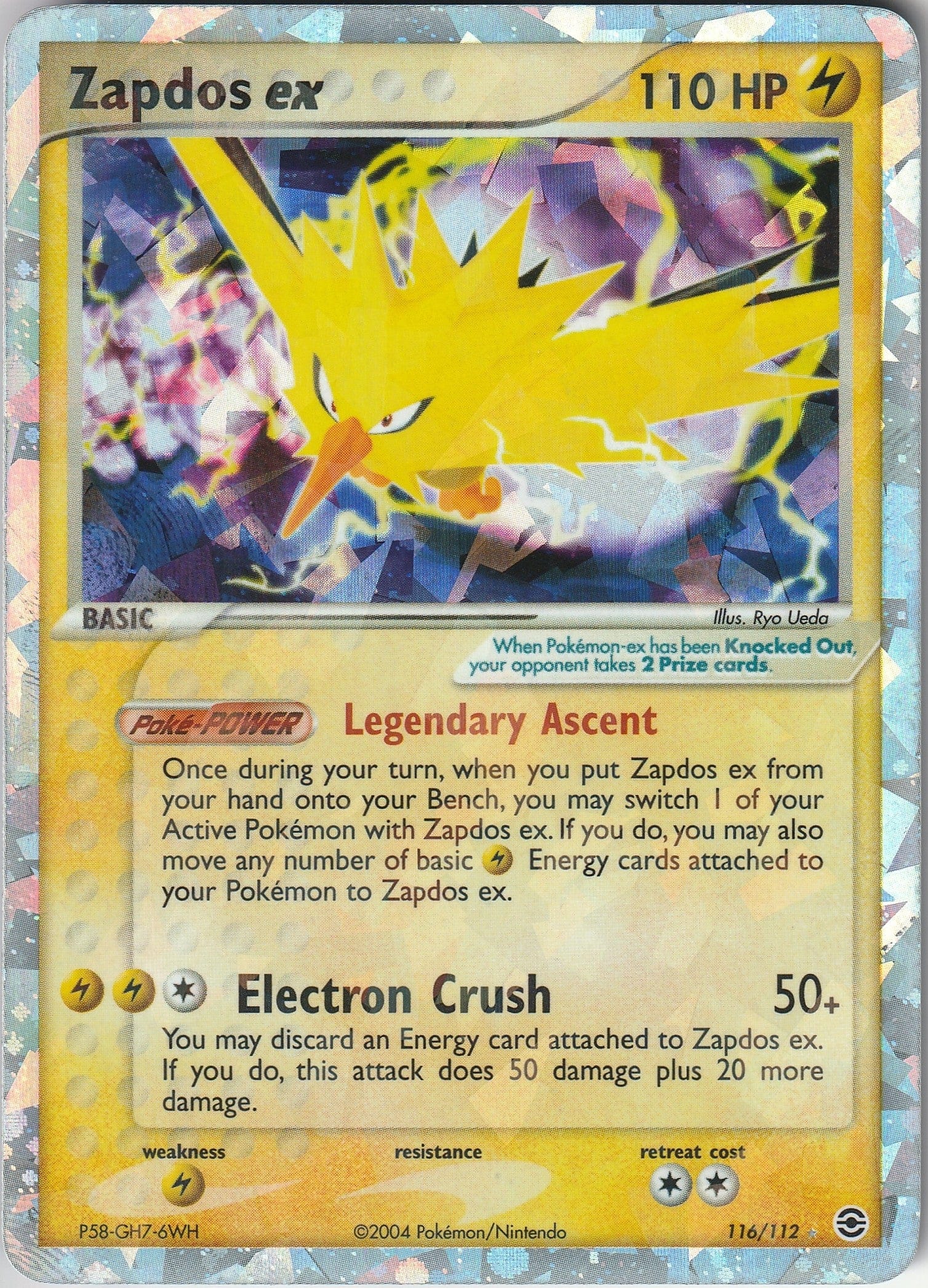 Pokemon TCG Pomemon Zapdos EX Fire Red Leaf Green Holo Card 116/112 Rare Secret LP/NM 2004 Chrispy Collectables UK