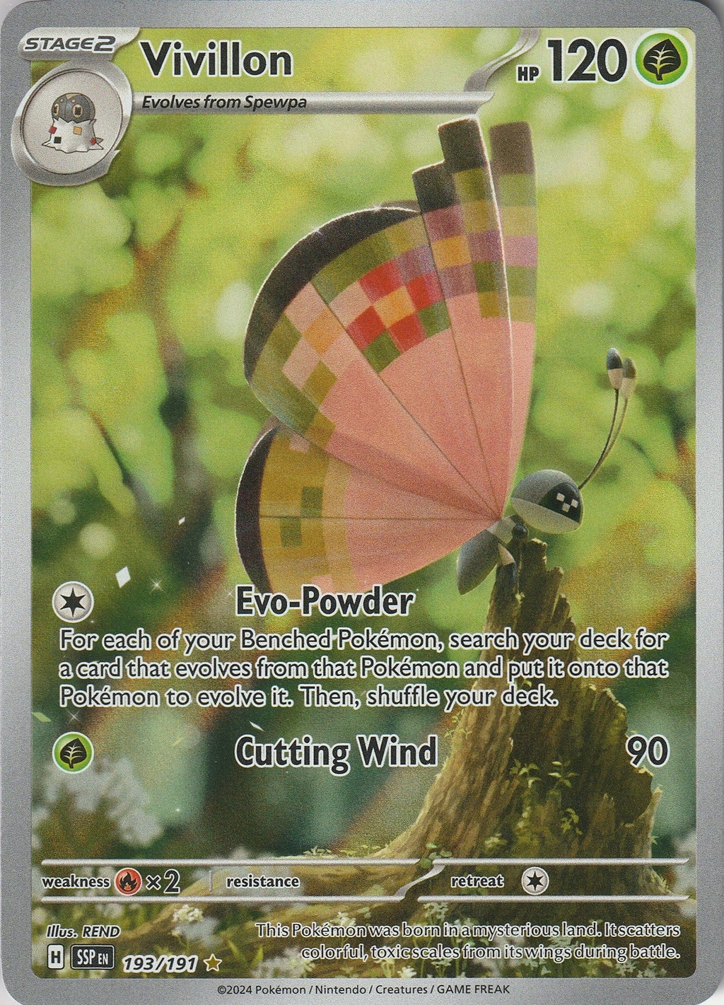 Pokemon TCG Vivillon 193/191 Illustration Rare Holo S&V Surging Sparks NM 2024 Chrispy Collectables UK