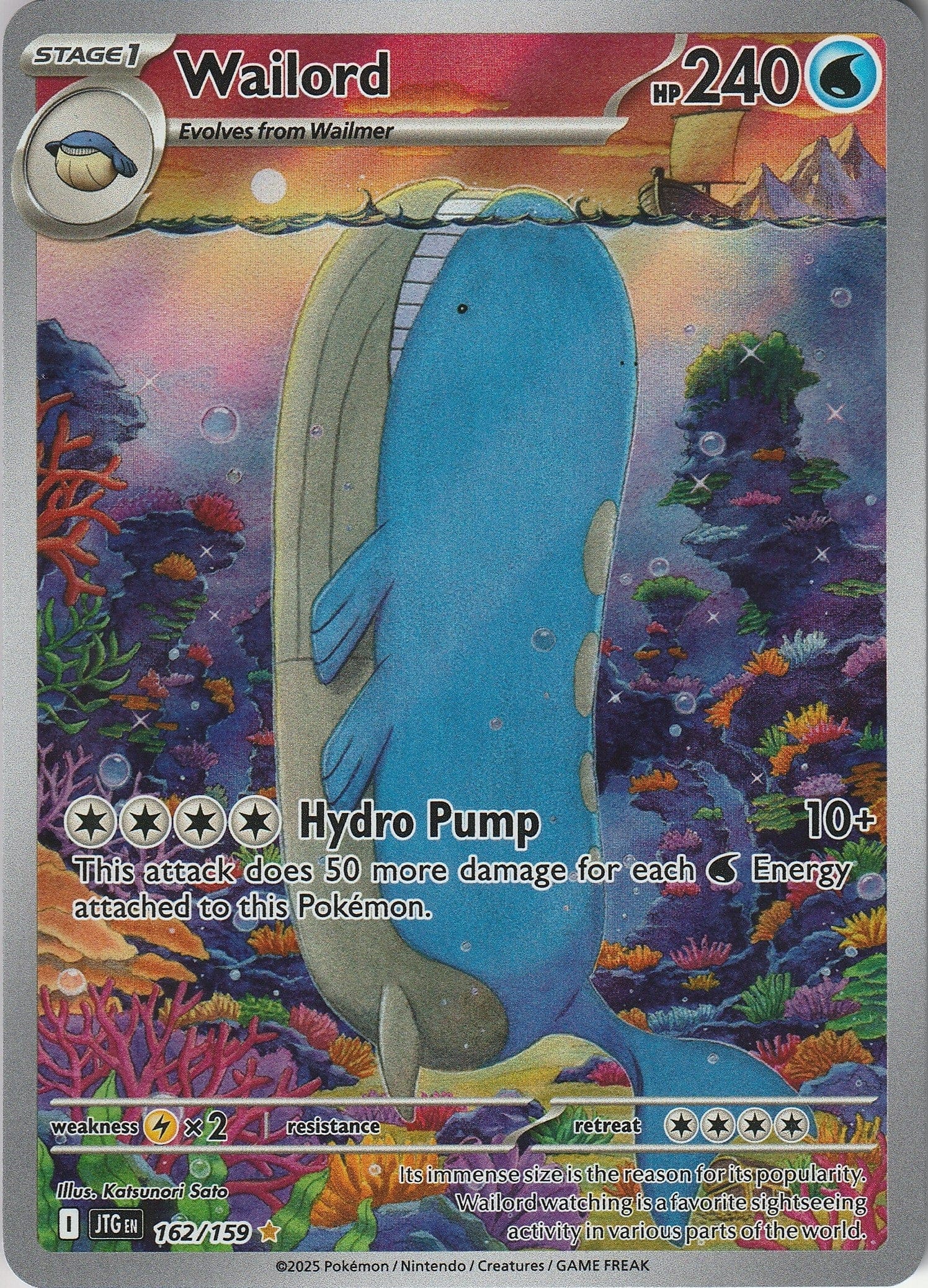 Pokemon TCG Wailord 162/159 Journey Together Illustration Rare Near Mint 2025 Chrispy Collectables UK