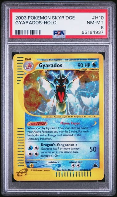 Pokémon TCG Gyarados H10/H32 Skyridge Holo Rare Graded PSA 8 2003 Chrispy Collectables UK
